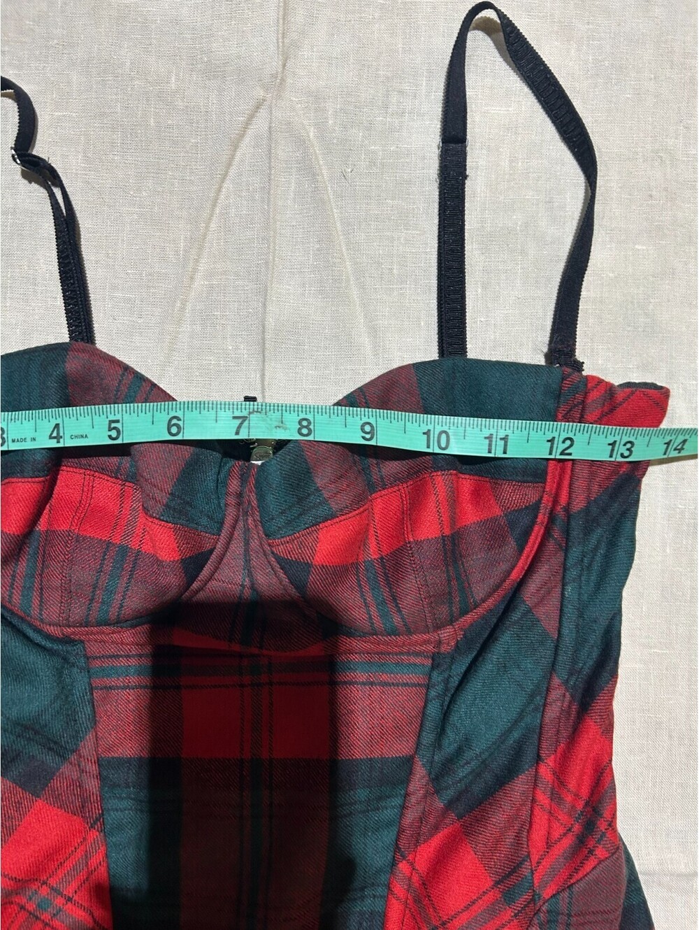 RARE Vintage Dolce & Gabbana Red Plaid wool CORSET Dress Size US 6/IT 42 - Picture 5 of 9